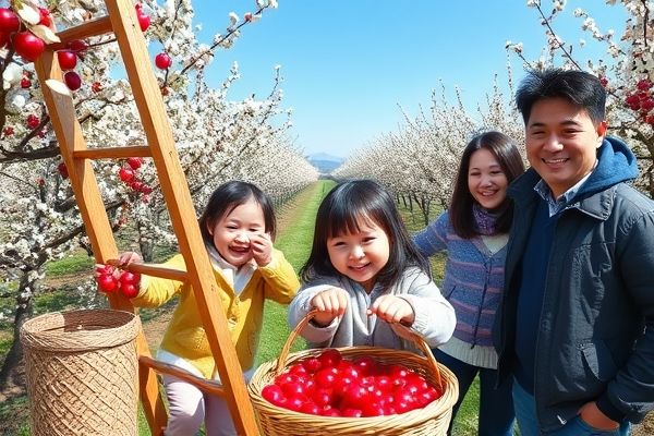 앵두 따기 체험 현장