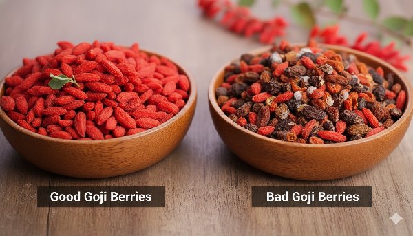 좋은 구기자와 품질이 낮은 구기자 비교