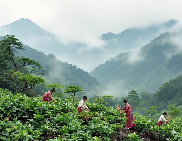 고대 인삼 채취 장면