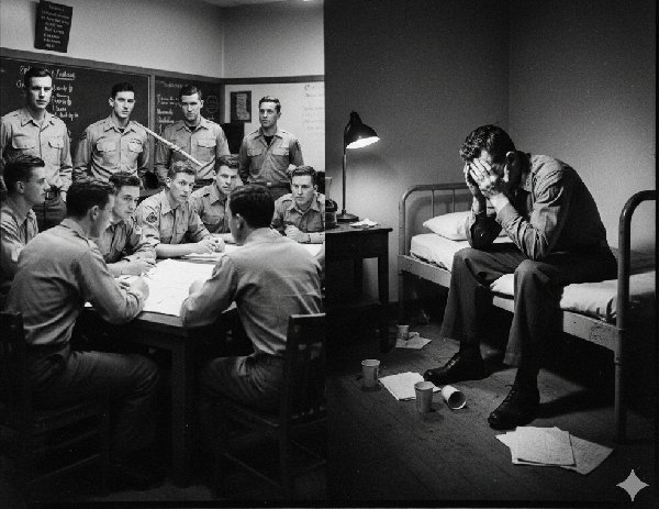 전쟁터에서 평화롭게 잠든 군인의 실루엣